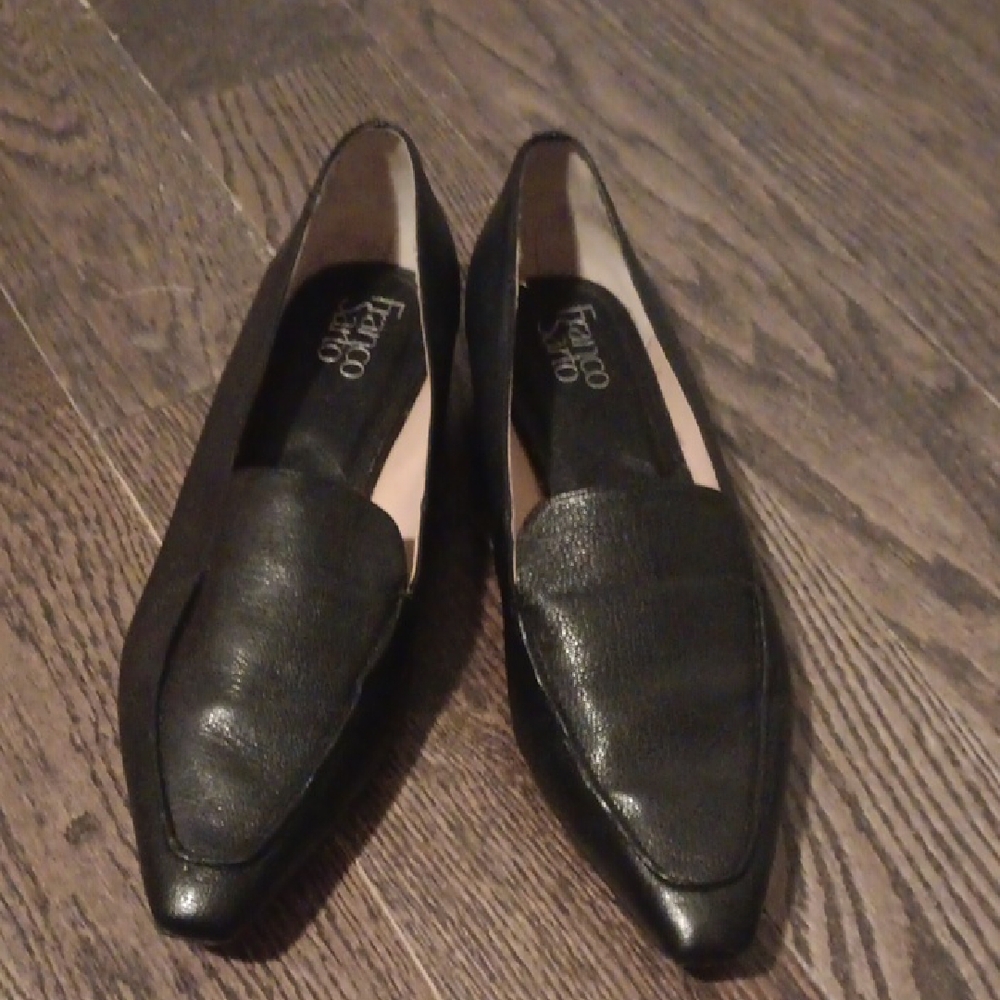 Franco Sarto Black Leather Loafers Elegant Flats